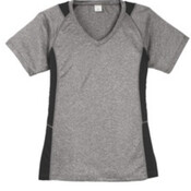 Sport-Tek Ladies Heather Colorblock Contender V-Neck Tee